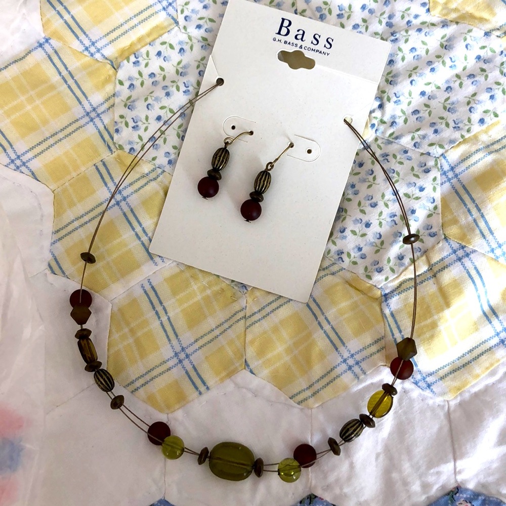 Bass Bead Necklace and Matching Earring Set